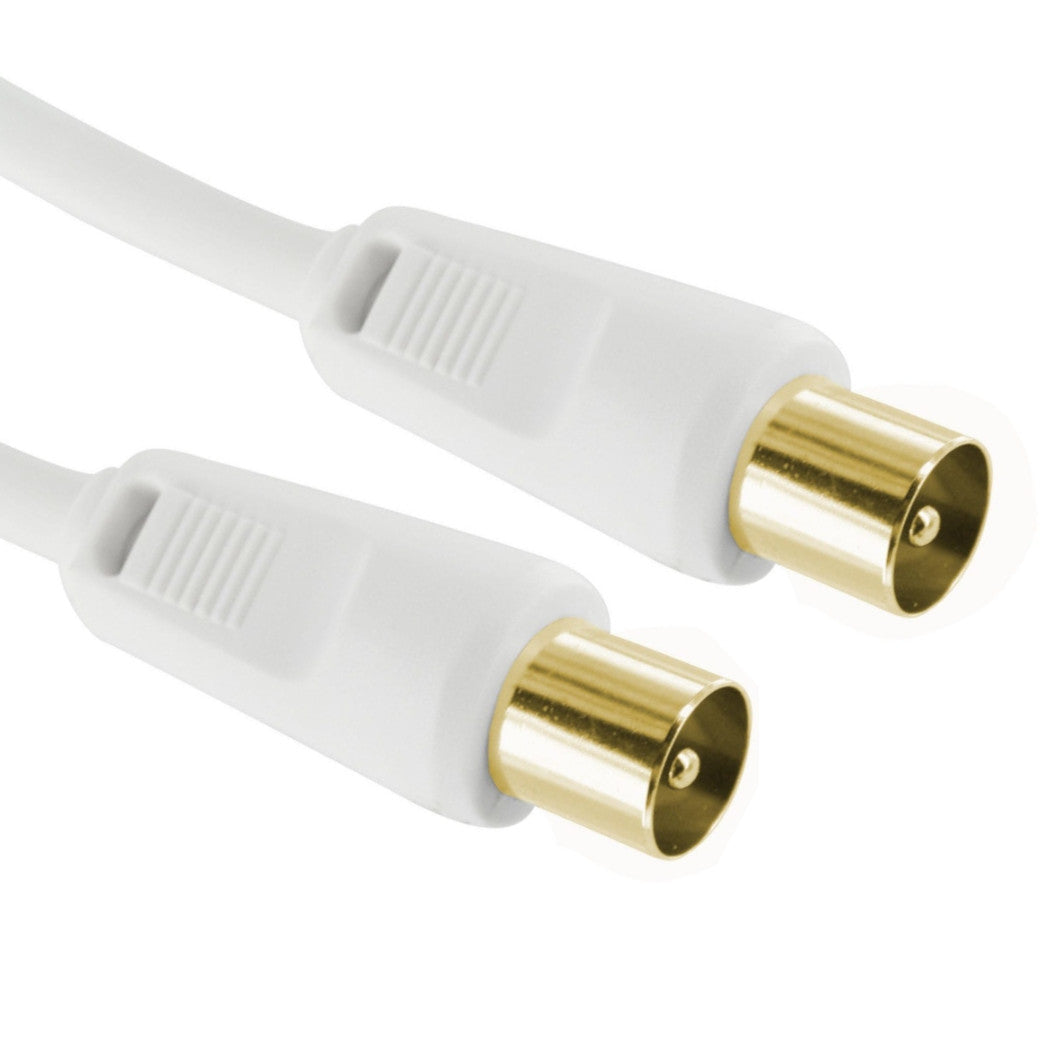 Aerial Cables, Satellite Cables, Gold Plated, Coax, F-Type for Freeview, Sky, White, Black