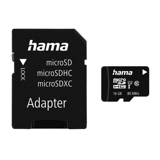 Hama 16GB microSDHC Class 10 UHS-I 80MB/s + Adapter