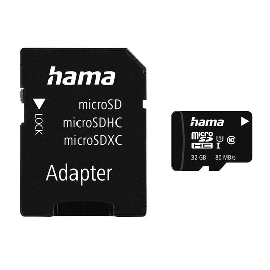 Hama 32GB microSDHC Class 10 UHS-I 80MB/s + Adapter