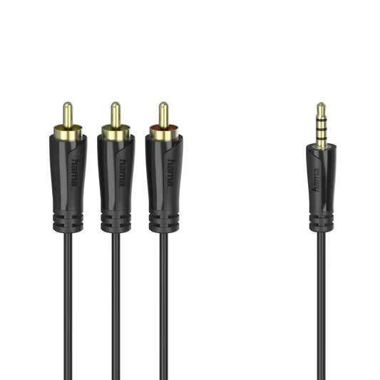 Hama Gold Plated Composite RCA to 3.5mm 4-Pole Jack Camcorder Adapter Cable 1.5 Metre