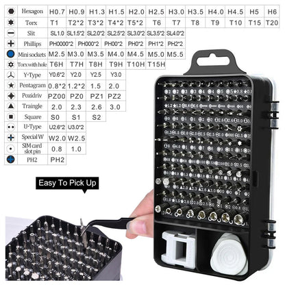 115 Piece Magnetic Precision Screwdriver Set