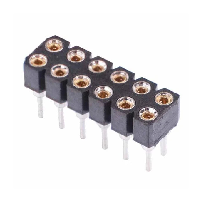 12-Pin Double Row Turned Pin Socket Connector 2.54mm