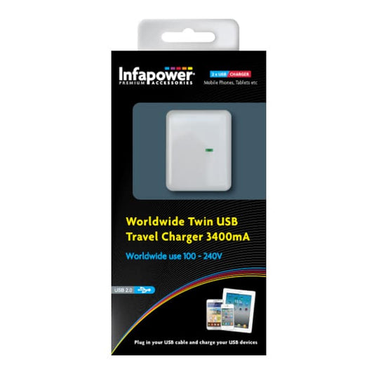 Infapower Worldwide Twin USB Travel Charger 3.4A