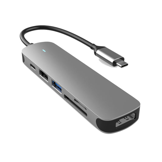 Prevo C605A USB Type-C 6 Multiport Hub, 4K UHD HDMI, DS/microSD Card Reader, USB 2.0, USB 3.0, USB-C
