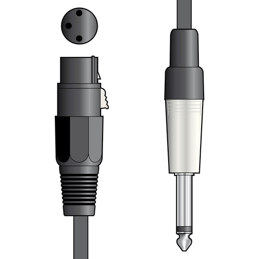 Chord / Citronic XLR Female to 6.3mm Mono Jack Microphone Audio Lead