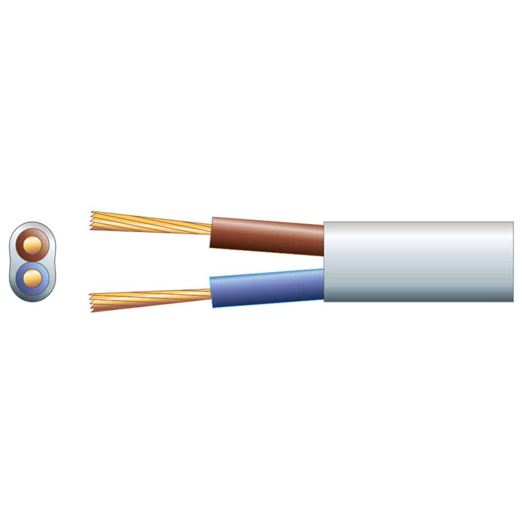 3 Amp 2-Core Oval Mains Cable, White (Sold Per Metre)