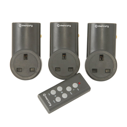 Mercury Wireless Remote Control Mains Sockets - Set of 3