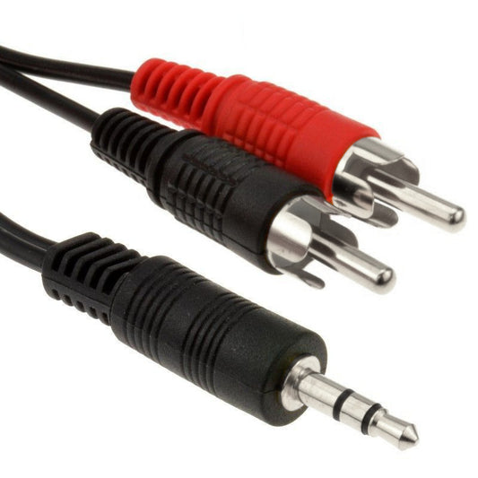 3.5mm Male Stereo Jack to Twin Phone RCA Audio Aux Cable