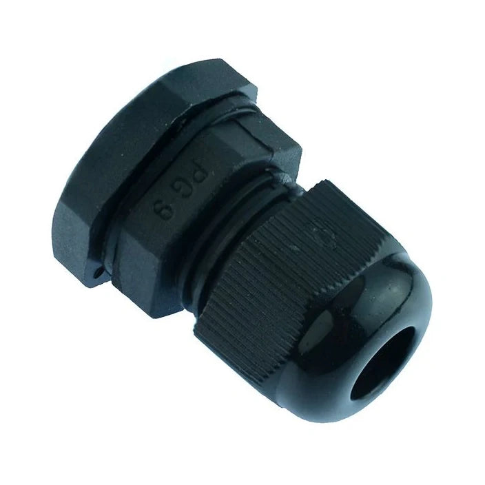 PG9 4-8mm Black Nylon Cable Gland, IP68 Waterproof