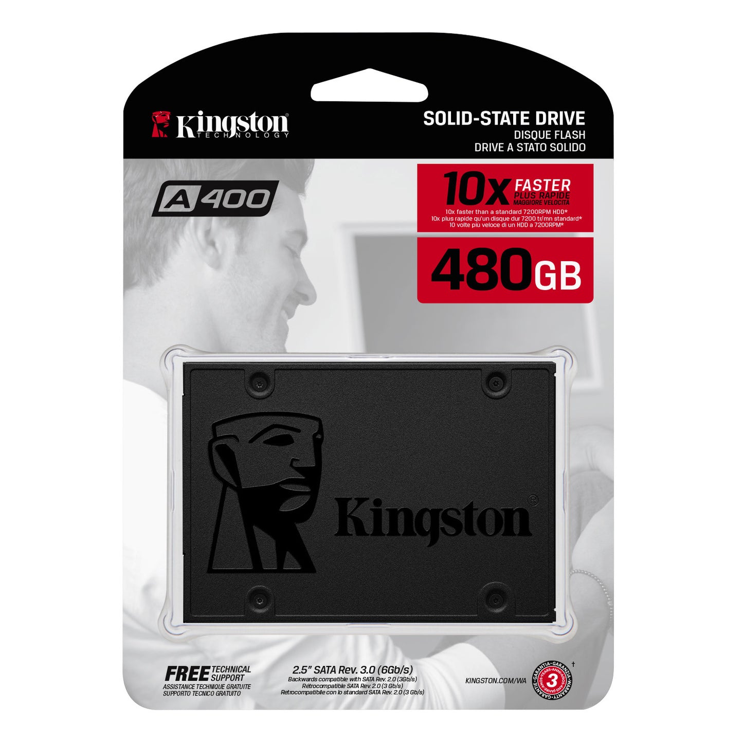 Kingston A400 480GB 2.5" SSD, SATA3