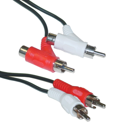 AV:Link Twin Phono RCA Plugs to Twin Stackable RCA Plugs Lead 1.8 Metre