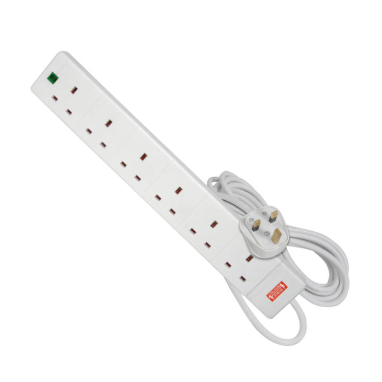 Mercury 6 Gang Surge Protected Mains Extension Lead 2 Metre