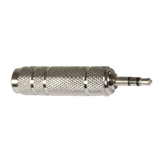 Nickel 6.35mm Stereo Socket to 3.5mm Stereo Jack Plug Adapter