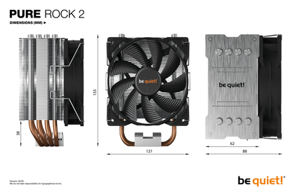 Be Quiet! BK006 Pure Rock 2 Heatsink & PWM Fan For Intel & AMD, 150W TDP