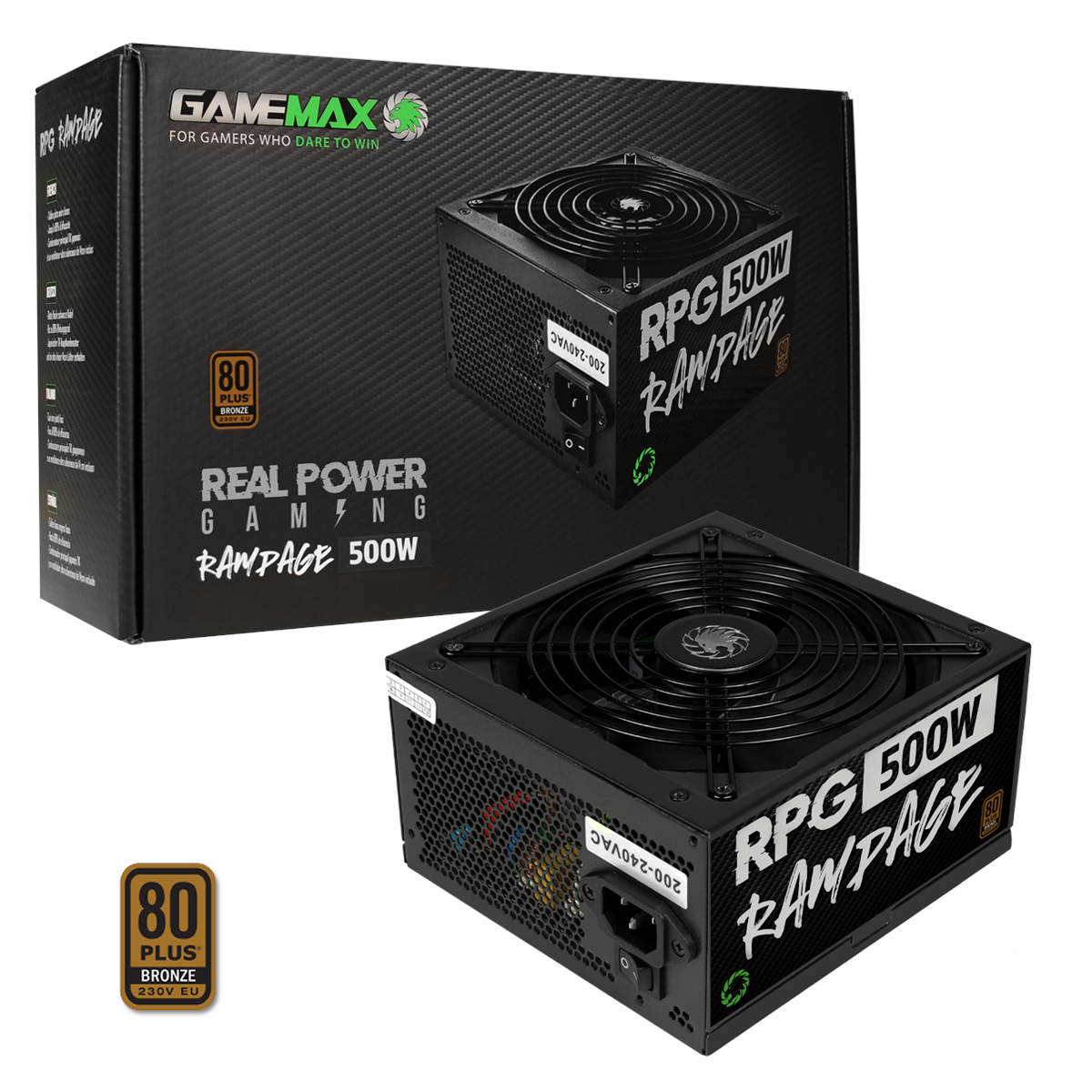 GameMax Rampage  500W 80+ Bronze Computer ATX PSU, Fully Wired