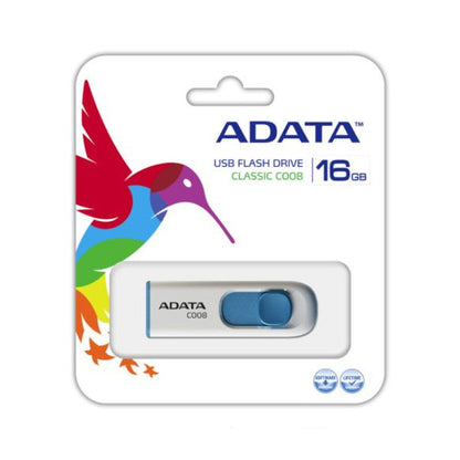 Adata 16GB C008 USB Flash Drive, Retractable, Capless