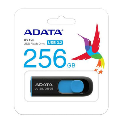 Adata 256GB UV128 USB 3.2 Flash Drive, Retractable, Capless