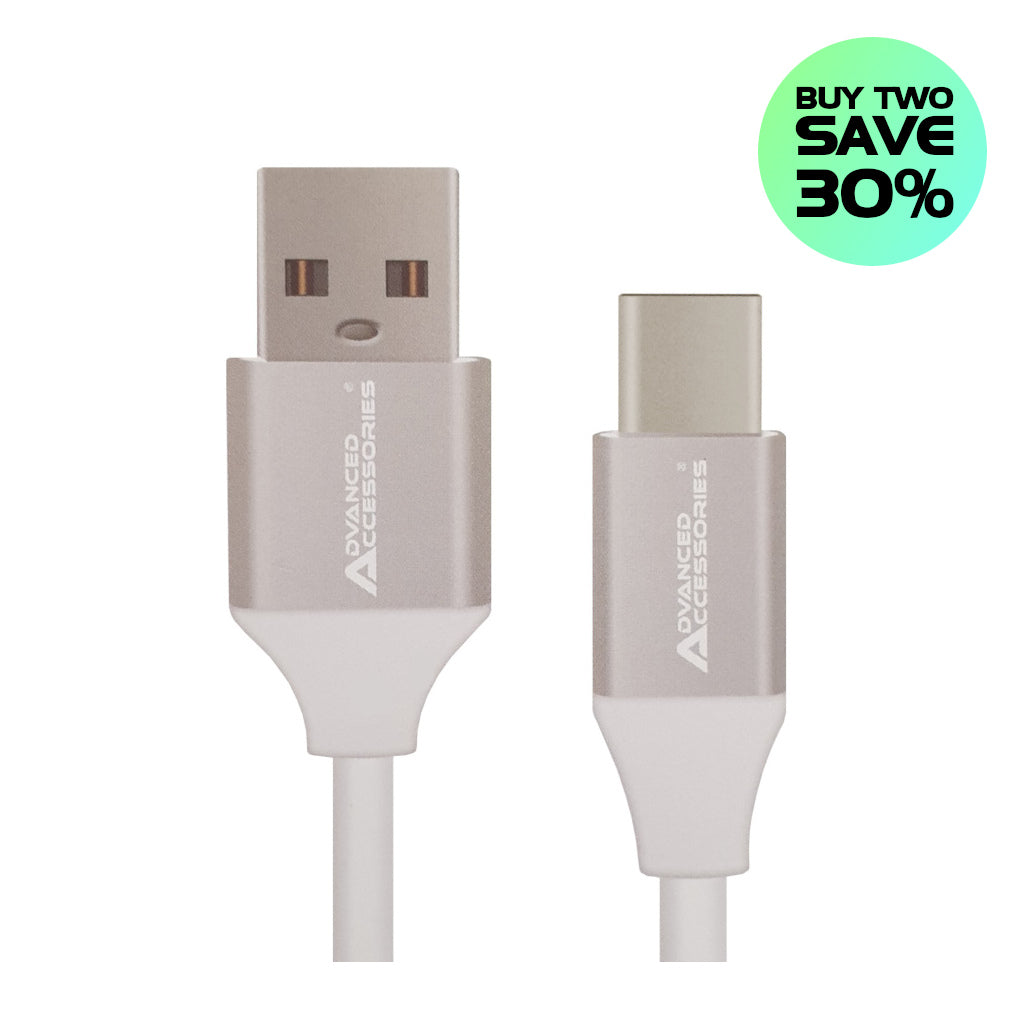 USB Type-C, Power Delivery PD Fast Charge, 3A, USB-A, Cable, White