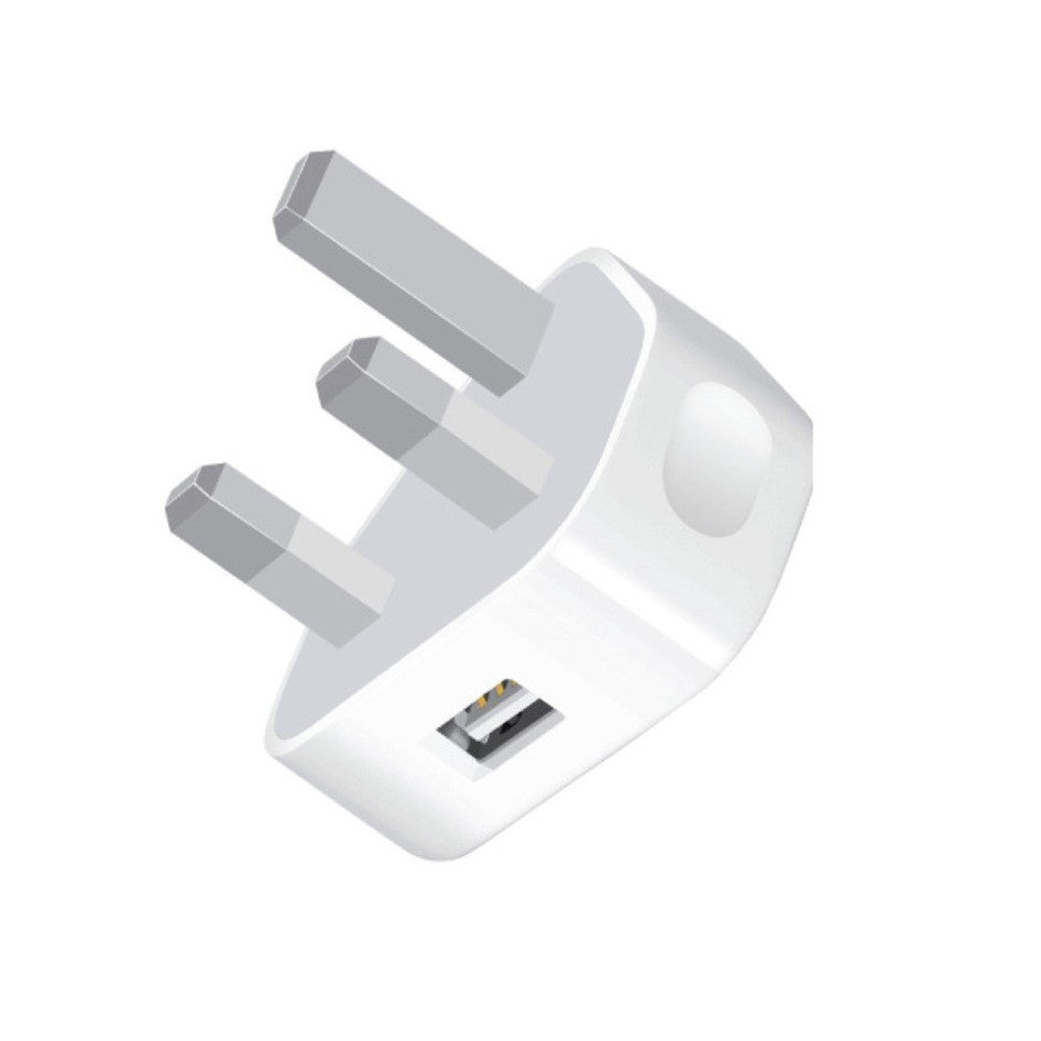 Advanced Accessories 1 Amp USB Mains Charger UK Plug White