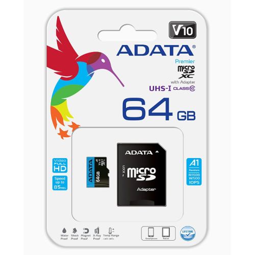 ADATA 64GB Premier Micro SDXC Card with SD Adapter