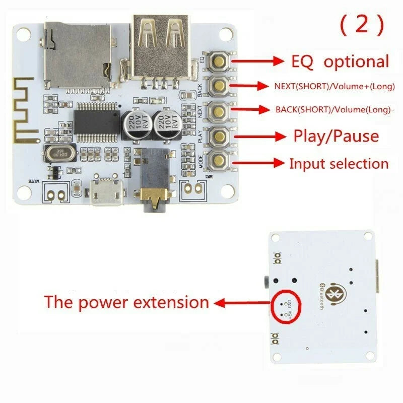 Bluetooth Audio Receiver Board with USB TF card Slot