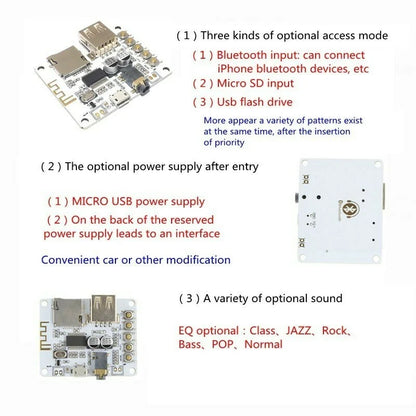 Bluetooth Audio Receiver Board with USB TF card Slot