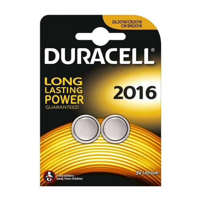 CR2016 Duracell Lithium Coin Cell Battery 3V (2 Pack)