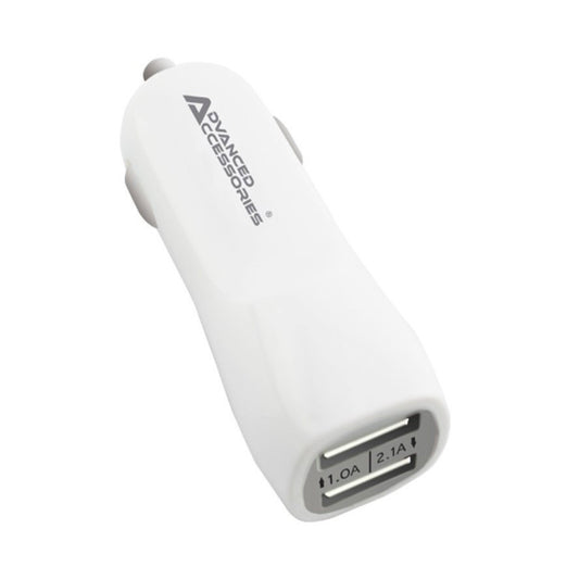 Dual In-Car, 12V, USB Charger, Fast Charge, Car, White