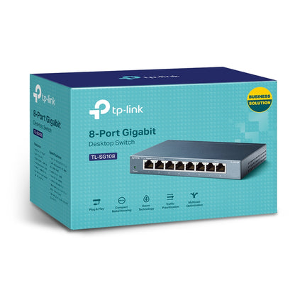 TP-LINK 8-Port Gigabit Unmanaged Desktop Ethernet Switch, Steel Case (TL-SG108)