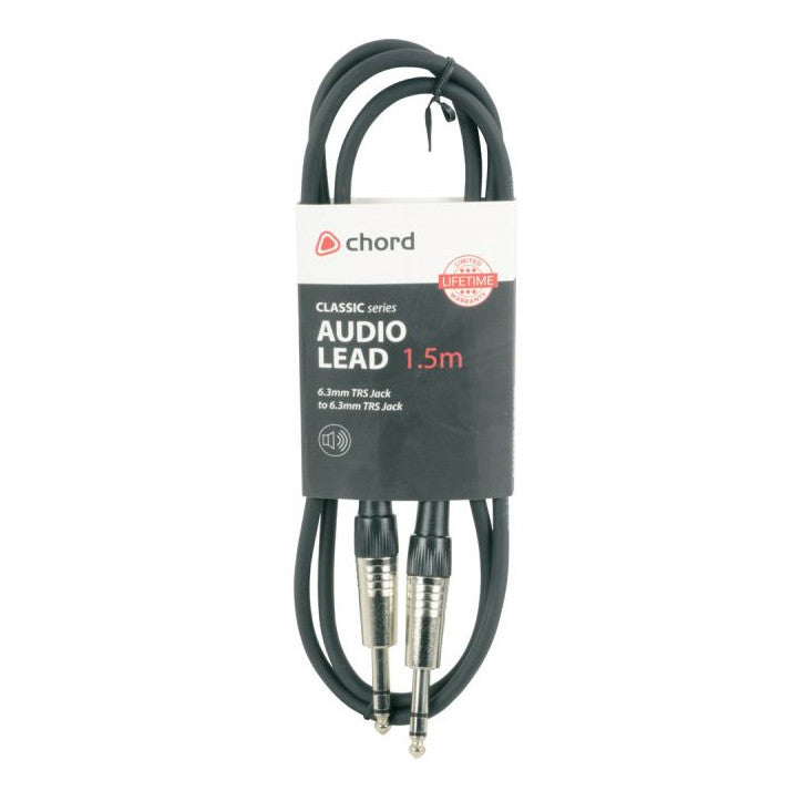 Chord / Citronic 6.3mm Stereo TRS Jack to 6.3mm Stereo TRS Jack Audio Lead