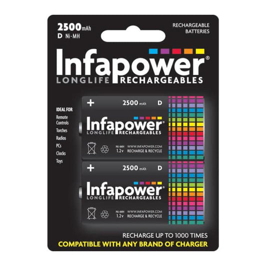 Infapower D Ni-MH Rechargeable Battery 2500mAh (2 Pack)