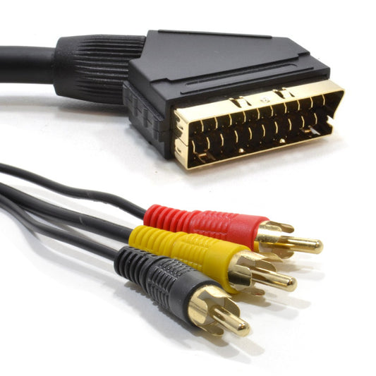 Scart to Composite Triple RCA Phono Cable Gold Plated