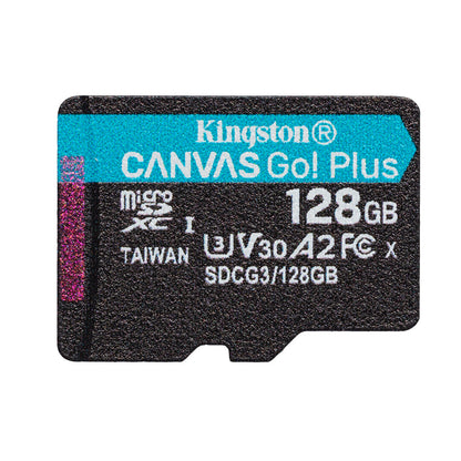 Kingston 128GB Canvas Go! Plus Micro SDXC Card with SD Adapter, UHS-I Class 10, U3, A2 App Performance, 170MB/s