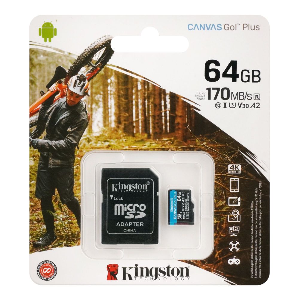 Kingston 64GB Canvas Go! Plus Micro SDXC Card with SD Adapter