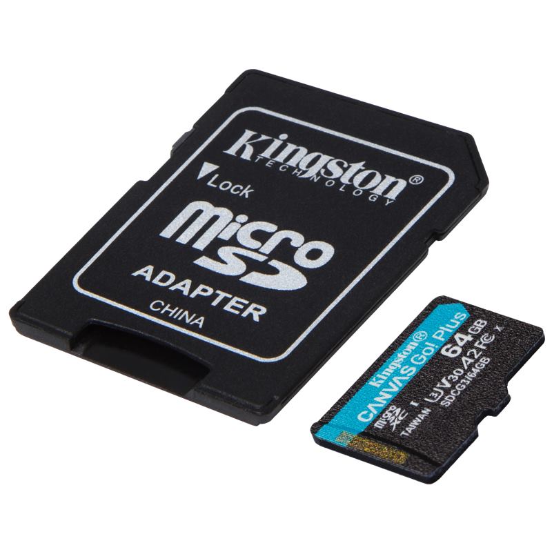 Kingston 64GB Canvas Go! Plus Micro SDXC Card with SD Adapter