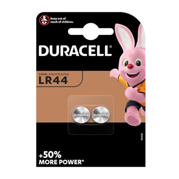 LR44 Duracell Alkaline Coin Cell Battery 1.5V (2 Pack)