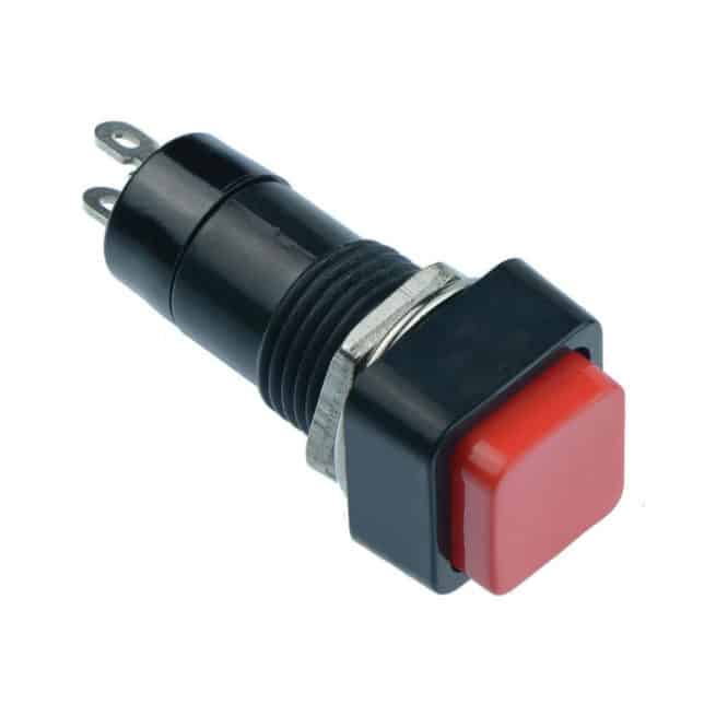 On-Off Latching Square Push Button Switch, Red