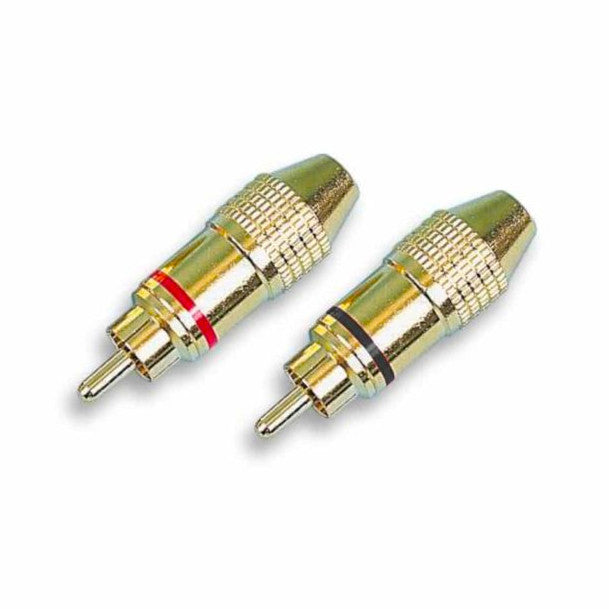 Gold Plated Phono RCA Male Plug Connectors with Solder Tag Terminals 2 Pack