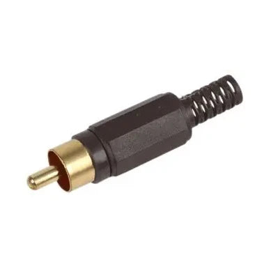 Gold Plated In-Line Phono RCA Male Connector Plug, Black