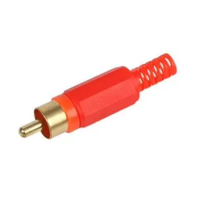 Gold Plated In-Line Phono RCA Male Connector Plug, Red