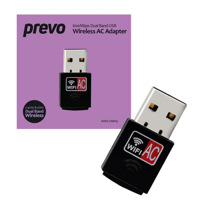 Prevo USBW5 600Mbps AC600 Dual Band USB Wireless AC Network Adapter