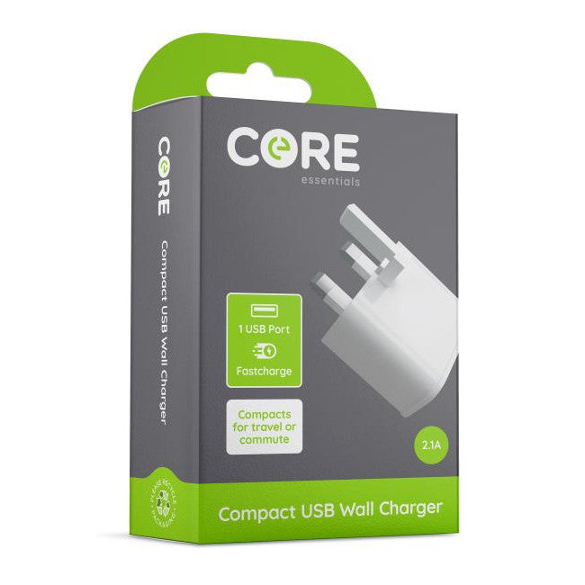Core Single USB Compact Wall Charger 2.1A