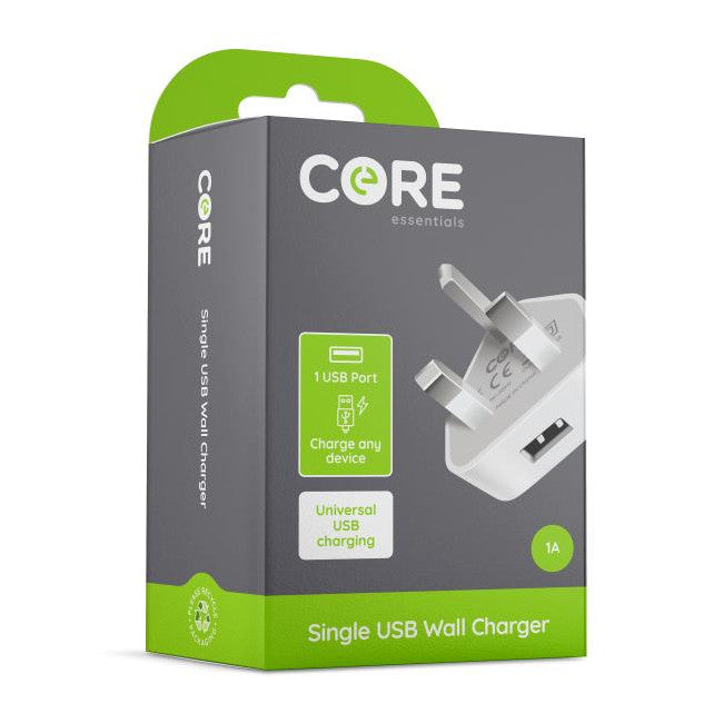 Core Single USB Wall Charger 1A