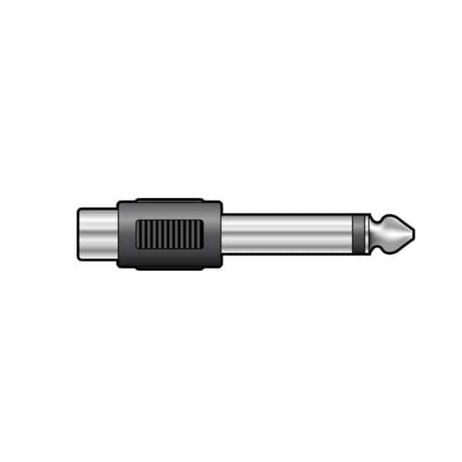 Single Phono (RCA) Socket to 6.35mm Mono Jack Plug Adapter