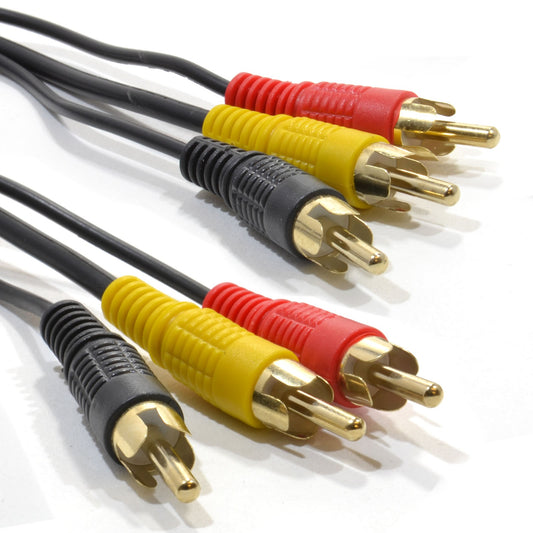 Gold Plated Composite RCA Cable, Triple Phono