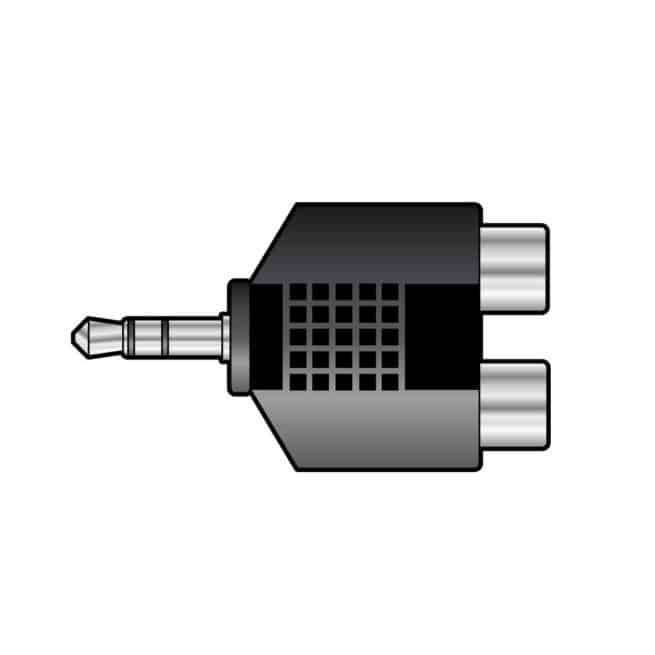 Twin Phono Socket (RCA) to 3.5mm Stereo Jack Plug Adapter