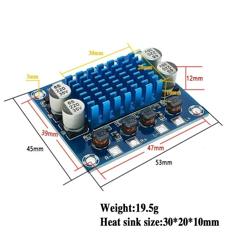 XH-A232 D-Class 60W RMS Stereo Audio Power Amplifier Board